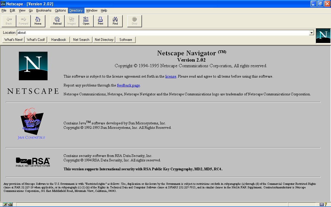 Netscape Navigator 2.02 截图